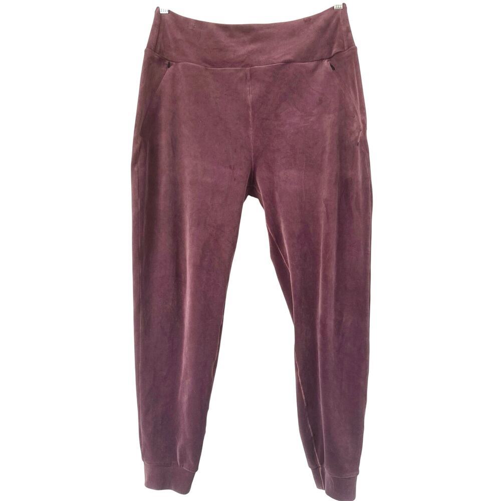 Prana Phoenix Joggers High Rise Velour Zip Pockets Velour Cuffed Size L Mauve